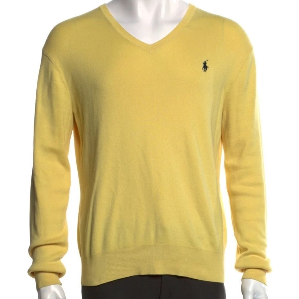 Polo by Ralph Lauren Men's V-Neck Sweater in Sunny Yellow Size XLT